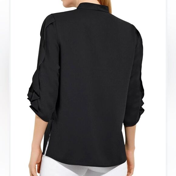 NWT Misook Tulip-Sleeve Crepe De Chine Blouse Medium - Picture 7 of 9